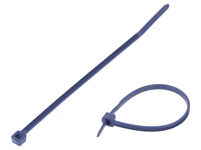 Kabelbinder; met metaal; L: 100mm; W: 2,5mm; polyamide; 60N; blauw Kabelbinder; met metaal; L: 100mm; W: 2,5mm; polyamide; 60N; blauw